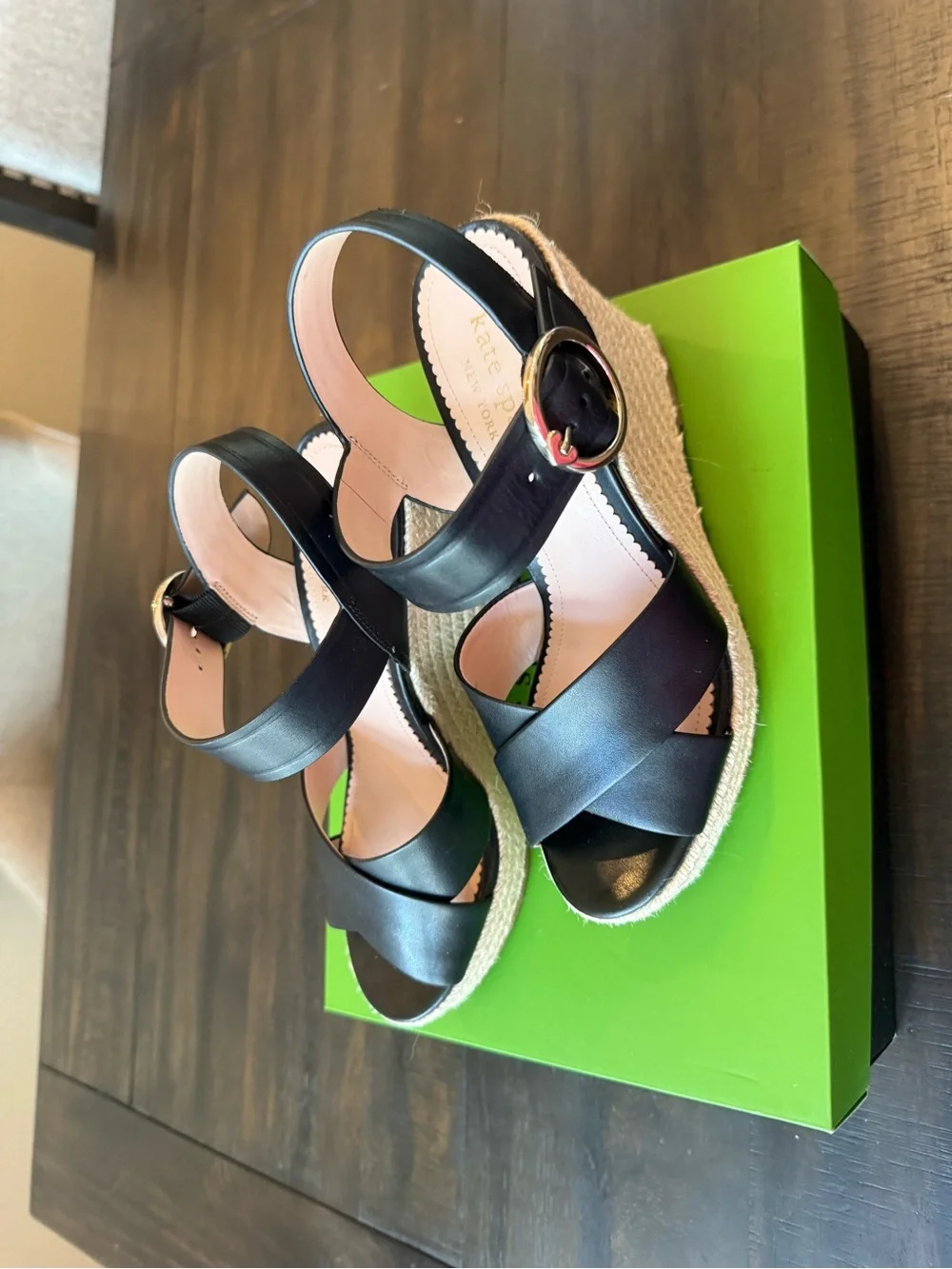KATE SPADE: Della Wedge; Black, 7.5